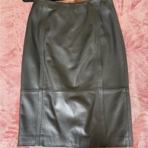 Hugo Boss Black Leather Knee-Length Pencil Skirt